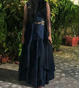 Navy Blue Embellished Maxi Dress