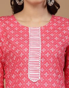 Pink Printed Cotton Suit Set