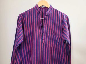 Men Cotton Long Straight Stripped Kurta (Pack Of 2