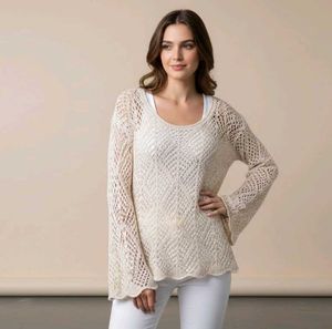 Cream woolen crochet top