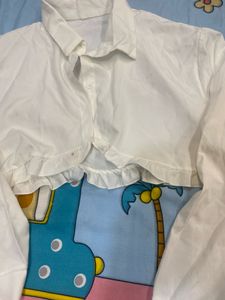 Blue &amp; White Plaid Shirt(shrug Jacket Free)