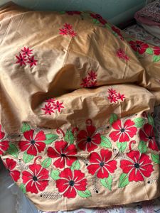 Maa Durga face kantha saree with blouse piece