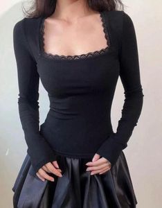 Lace Trim Long Sleeve Top