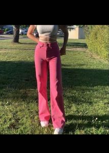 Pink Flare Leg Trousers