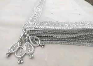 White Dupatta with latkan