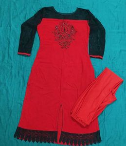 Red & Black Kurti Set