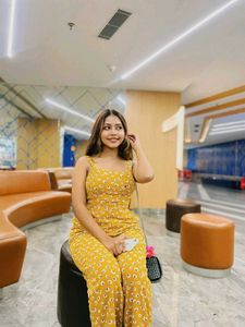 Yellow Floral Print Jumpsuit