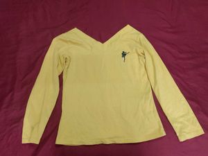 Yellow V-Neck Top with Ballerina