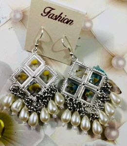 Floral Pearl Drop Earrings