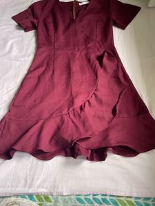 Burgundy Ruffle Dress