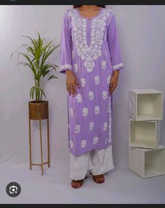 Elegant Lavender Embroidered Kurta