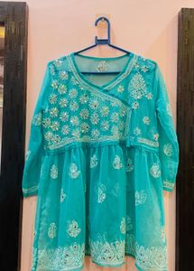 Teal Embroidered Dress