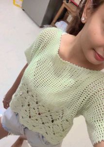 Mint Green Crocheted Top