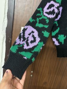 Floral Patterned Cardigan Sweater