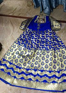 Elegant Blue & Gold Ethnic Gown