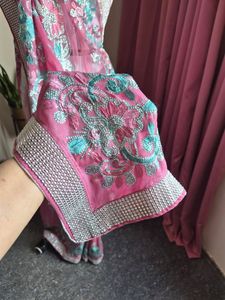 Pink Embellished Saree