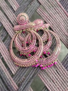 Pink Beaded Statement Earrings