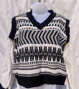 Y2k Patterned Knit Vest Sweater 🖤