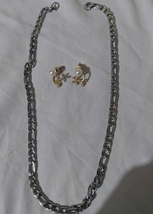 Metal Chain & Earring Set
