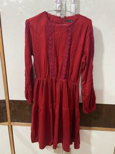 Red Lace Detail Dress