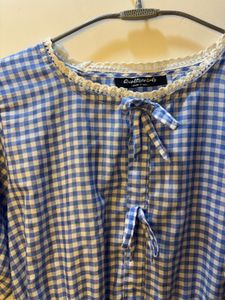 Blue Gingham Peplum Top