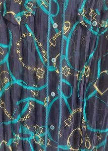 Chain Print Button Down Blouse