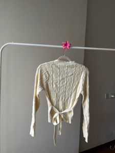 Creamish Cross-Over Woolen Sweater
