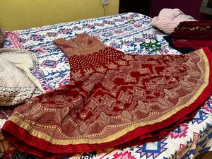 red colour suit with dupatta Pant