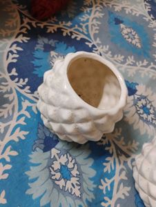 White Ceramic Pineapple Planters (Set of 2)