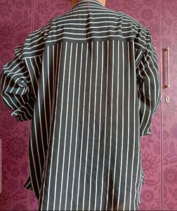 Black And White Striped Oversized Shirt For Woman