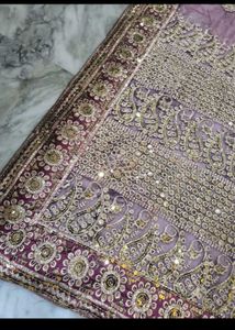 Purple heavy work saree