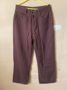 High Waist Straight Leg Brown Jeans