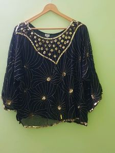 Embroided Pure Silk Y2k Sequin Top🎀