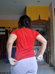 Red T-Shirt with Pearl Detail