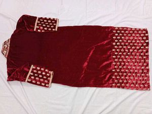 Red Velvet Embroidered Salwar Suit