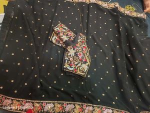 Elegant Black Saree with Embellished Border