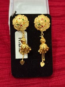 Gold Flower Dangle Earrings