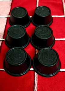 6 Black Plastic Condiment Cups