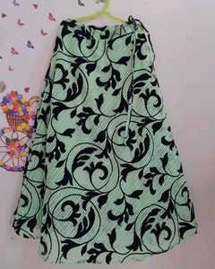 Green Floral Wrap Skirt