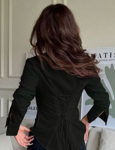 Chic Black Lace-Up Back Top