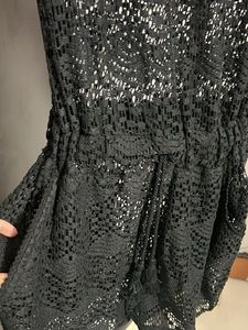 Black Crochet Cover Up Romper Beachwear