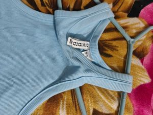 Blue Ribbed Tank Top