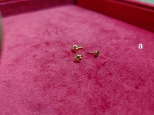 Pure Gold Flower Stud Earrings And Nose Ring