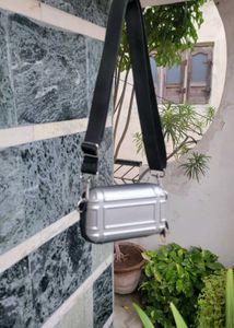 Zara Rigid Silver Crossbody Bag Unisex