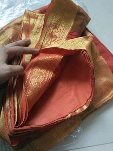 Coral Golden Saree... Navratri Sale