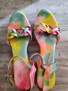 Tie-dye Platform Heels, Cotton Candy, Multicolor