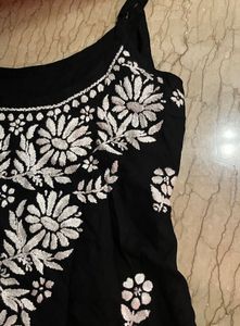 Black strapy Chikankari Kurti