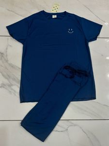Round Neck Polyester Night Suit