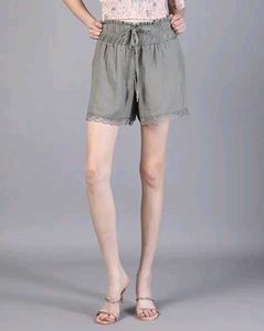 Cute Olive Green Lace Shorts