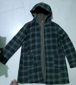 Green Plaid Hooded Coat